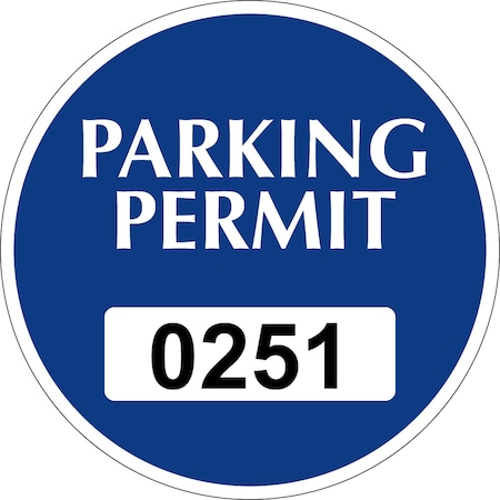 Lustre-Cal Vinyl Permanent Parking Permit Dark Blue 3in x 3in  Circle Serialized 251-300, 50PK 253748PvWh1BdDi0251